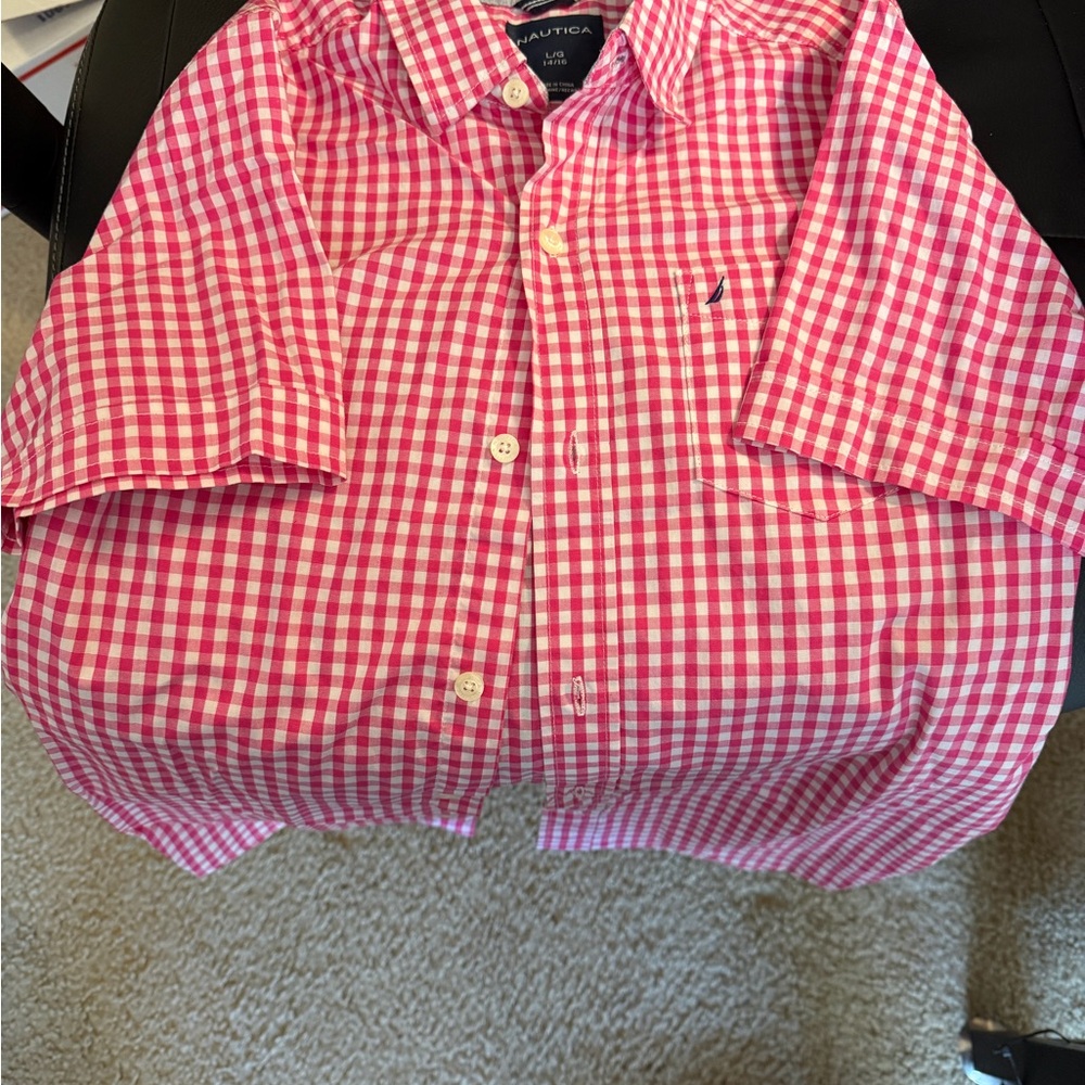 Nautica Red and White Checkered Shirt
